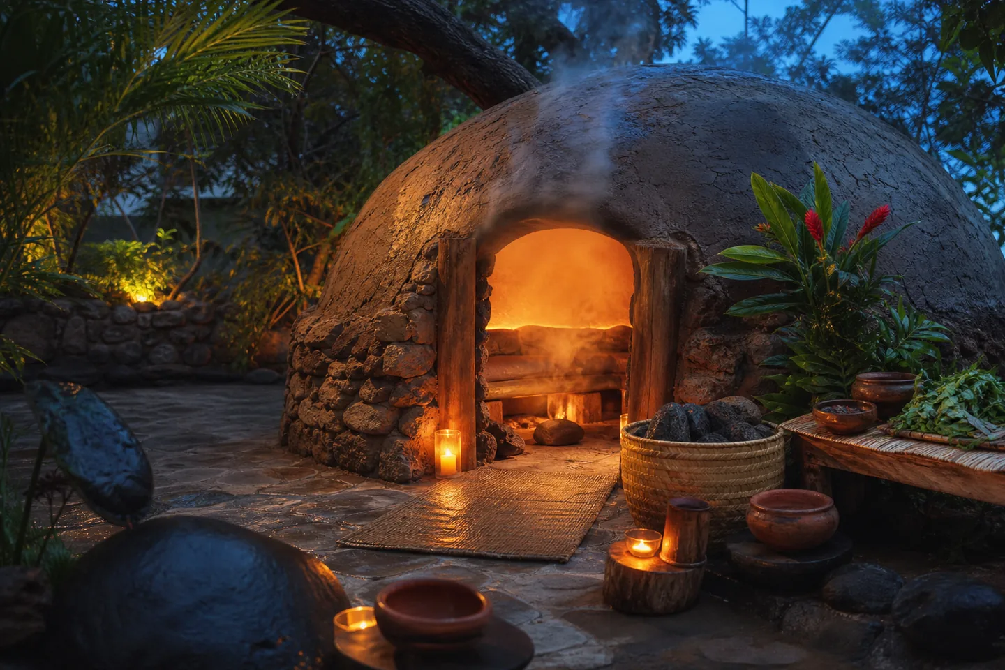 An ancestral Maya sweat-lodge ceremony — steam, copal and song.